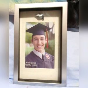 💥$6💥Picture Frame Shadow Box for 4x6 Photo Black-Silver Velvet Back NWOT